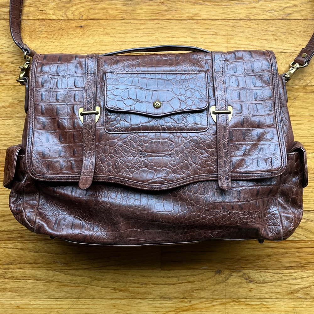 Ben Minkoff Embossed Leather Messenger Bag